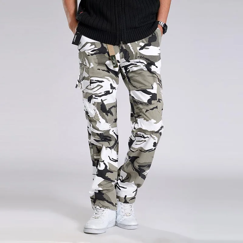 

Spring Summer Camouflage Tactical Army Cargo Trousers Men Casual Pants Many Pocket Loose Baggy Hip Hop Joggers Male Clothing