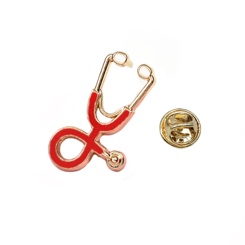 100pcs/lot  Enamel Stethoscope Brooch Pin for Doctor/Nurse