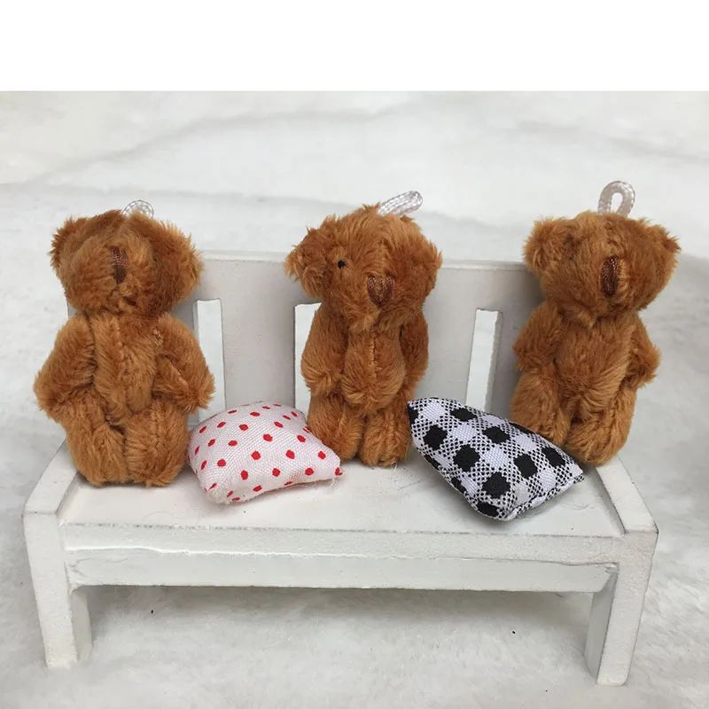 100PCS/LOTMini Teddy Bear Stuffed Plush Toys Small Bear Stuffed Toys 4.5cm dark brown pelucia Pendant Kids Birthday Gift HMR003