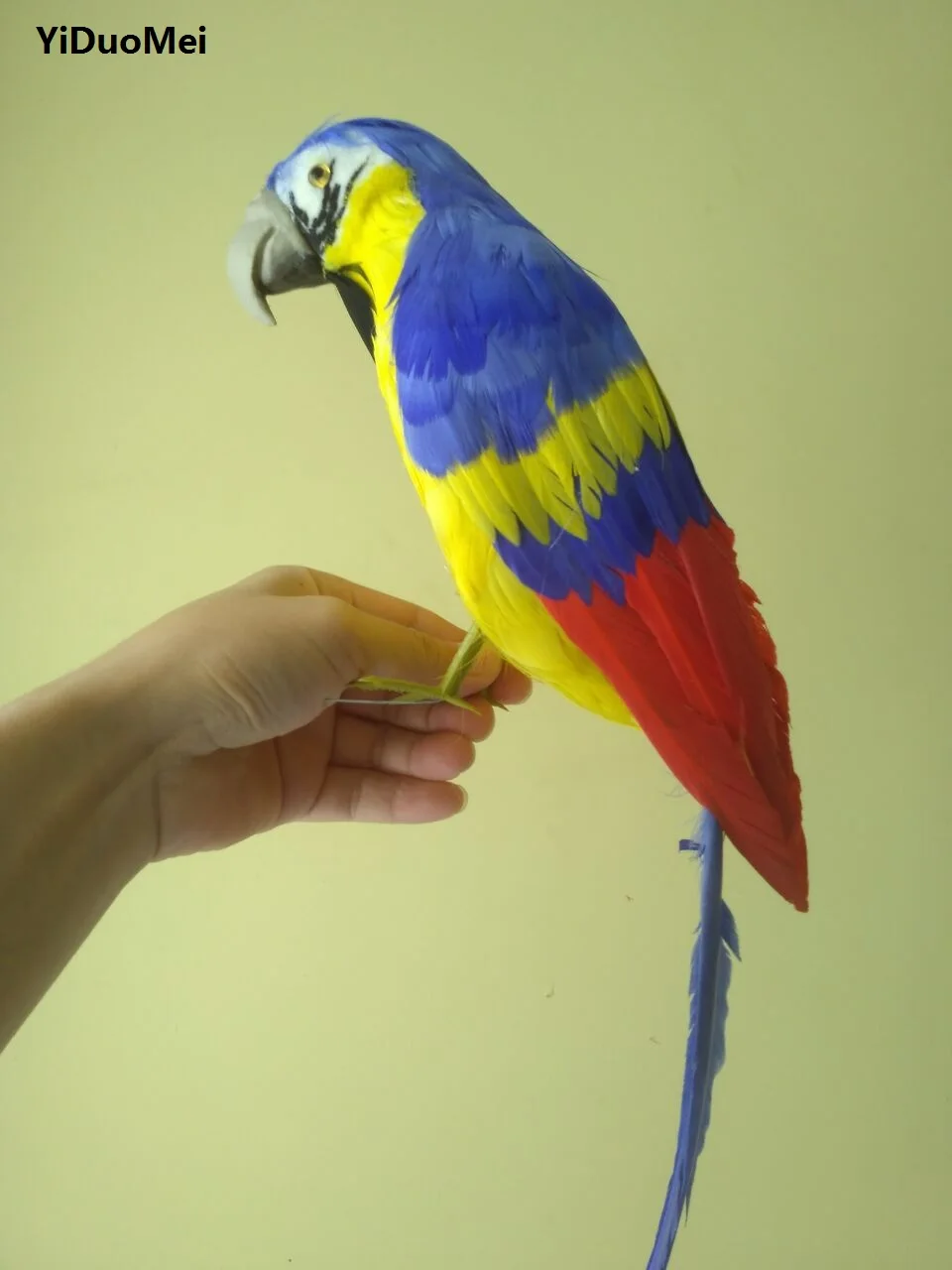 

large 42cm coloured blue&yellow feathers parrot artificial bird model handicraft,prop,garden decoration gift p1708