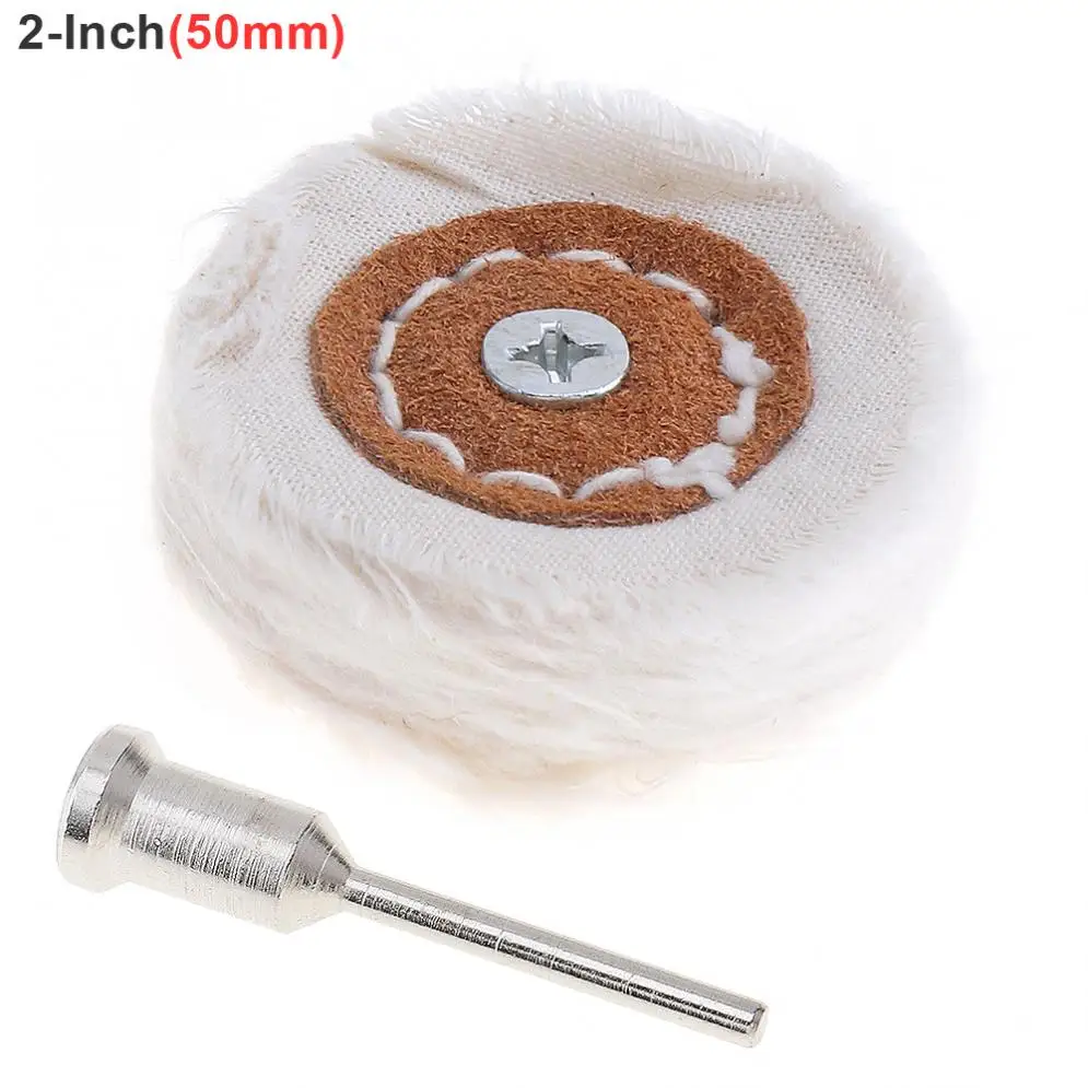 2 Inch T-shaped White Cloth Polishing Wheel Flannel Mirror Polishing Buffer Cotton Pad with 3mm Shank Diameter Surface Polishing