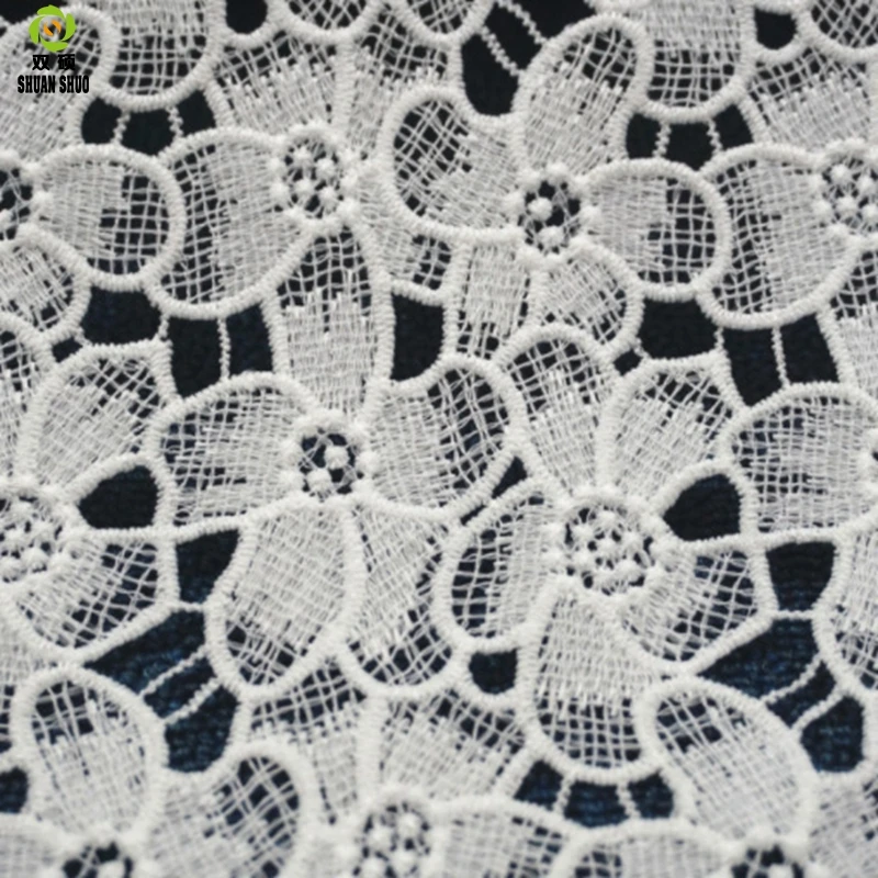 Shuanshuo Milk silk embroidery lace Clothing fabric Water soluble lace Lace three-dimensional hollow embroidery a half meter