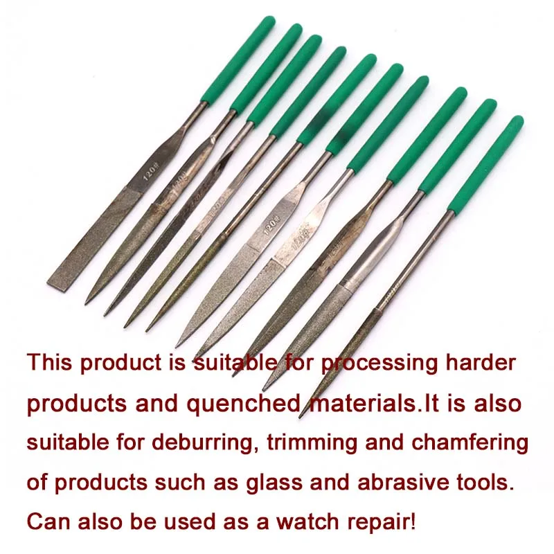 Mini râpe à limes assorties, 140/160/180mm, 10 pièces de haute qualité, ensemble de limes à aiguilles en diamant, outils manuels de meulage pour la réparation du bois, du verre et du Jade