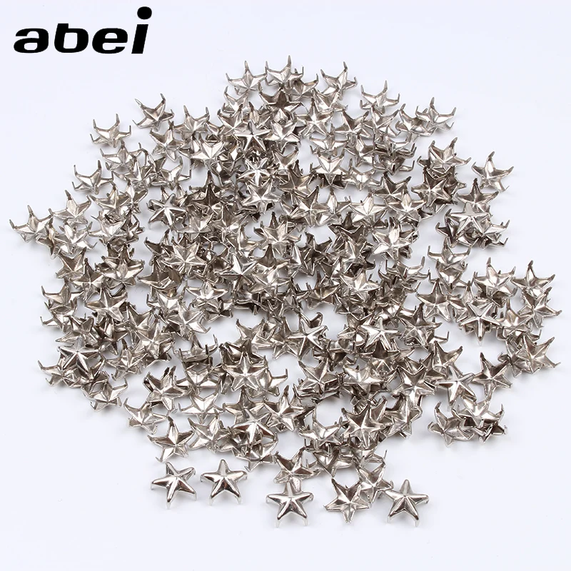 200pcs/lot 10mm Metal Star Silver Rivets Garments Accessories DIY Scrapbooking Embellishment  Handmade Shoes Bags Fastener Brads