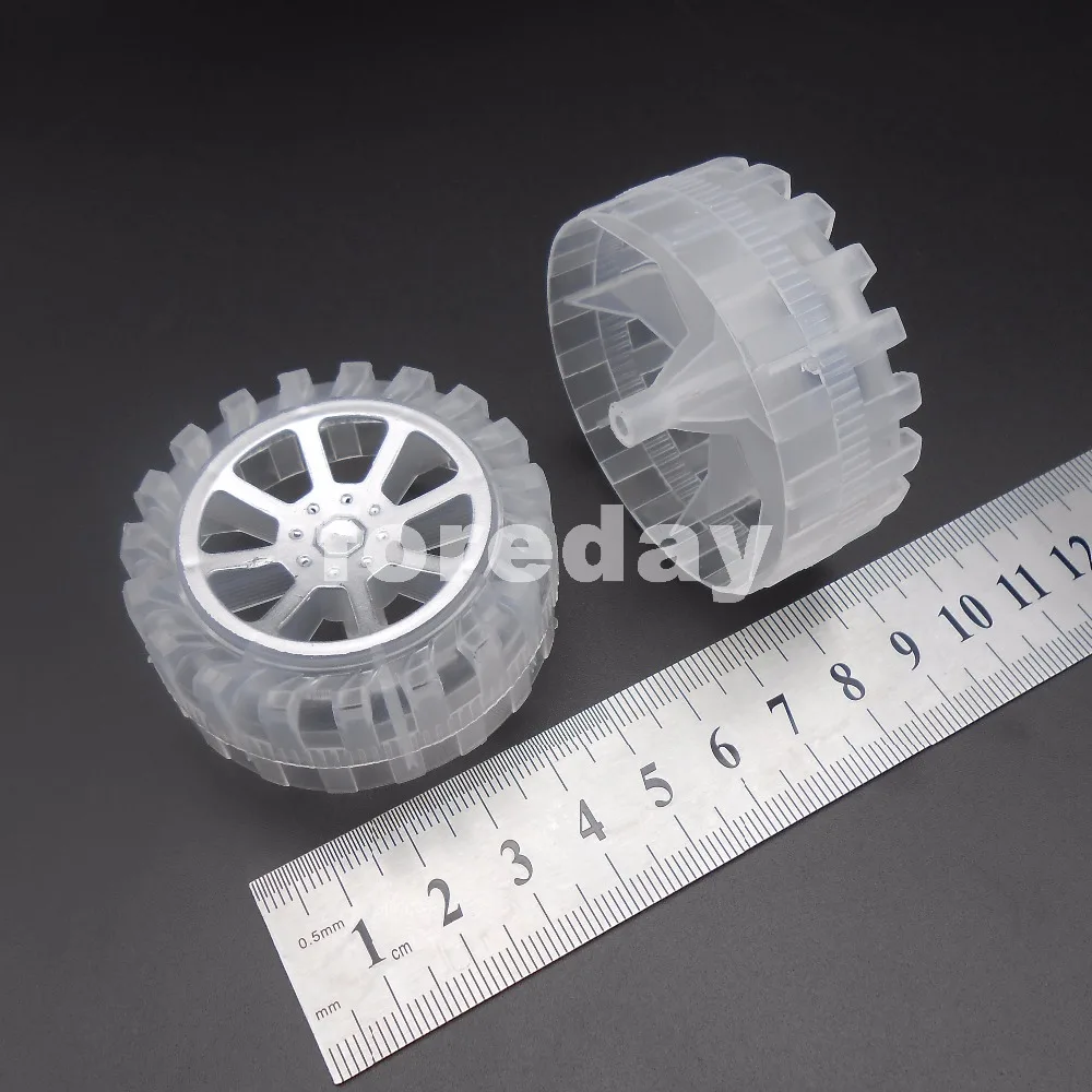 

NEW 100PCS Transparent Plastic Tire Wheel RC Model Toy Car Semi Dia.= 55mm for 2.5mm axle 1LOT=100PC *FD459X100