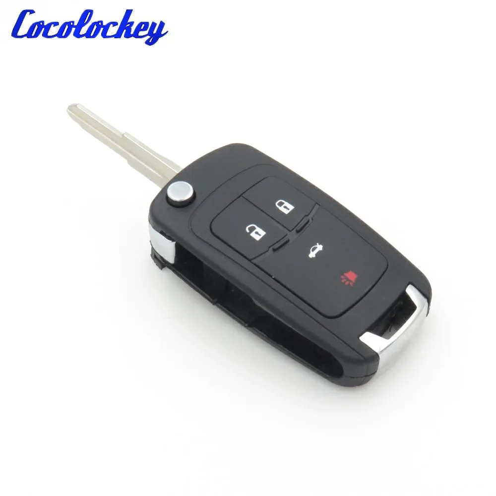 Cocolockey Flip Remote Car Key Shell Fit for CHEVROLET Spark Car Entry Folding Replacement Blank Key Fob 4Buttons 2012-2016year