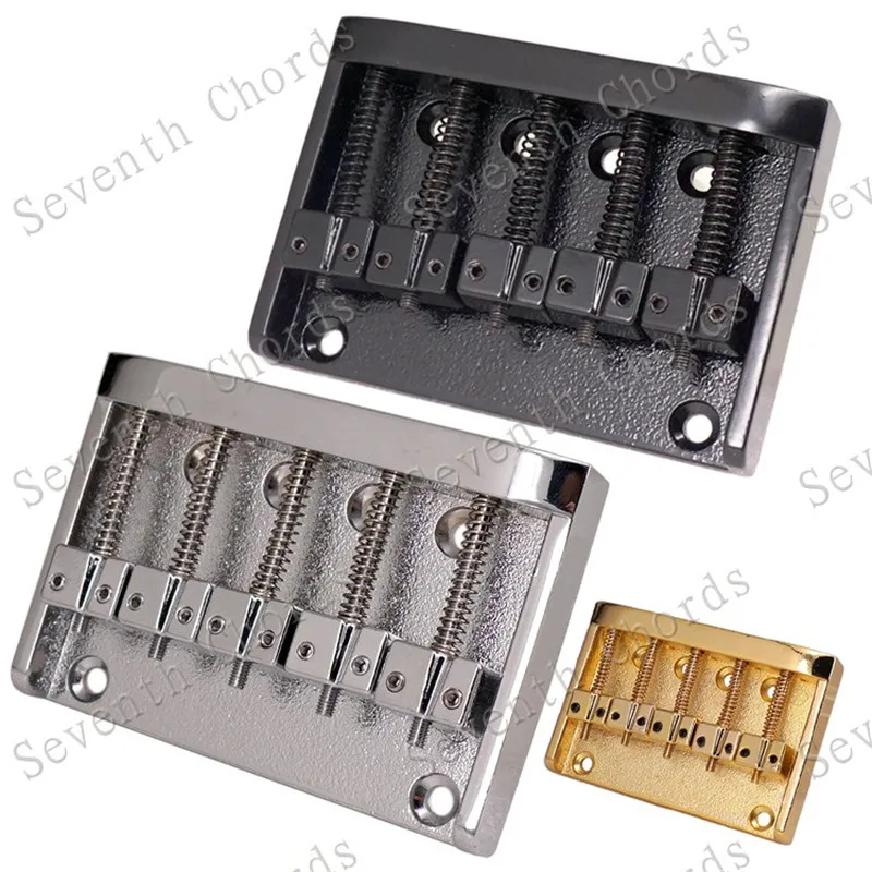 A Set Chrome 5 Strings Bass Bridge For Bass Guitar Saddle Musical Instrument Accessories Parts