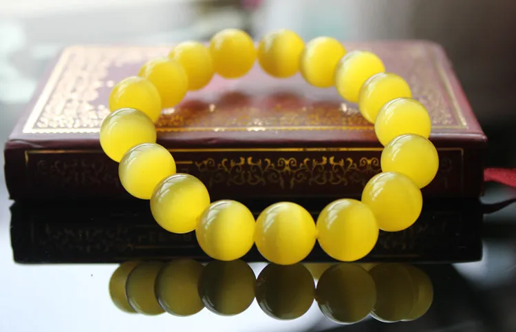 Yellow Cat eye\'s Beads Bracelets Natural Stones Elastic Line Bracelet Men Jewelry Women Bracelet Fashion Wristband