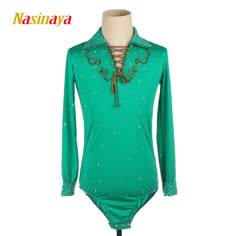 Nasinaya Boys Man Figure Skating Performance Clothing Customized Competition Ice Skating Leotard Kids Gymnastics Malachite Green