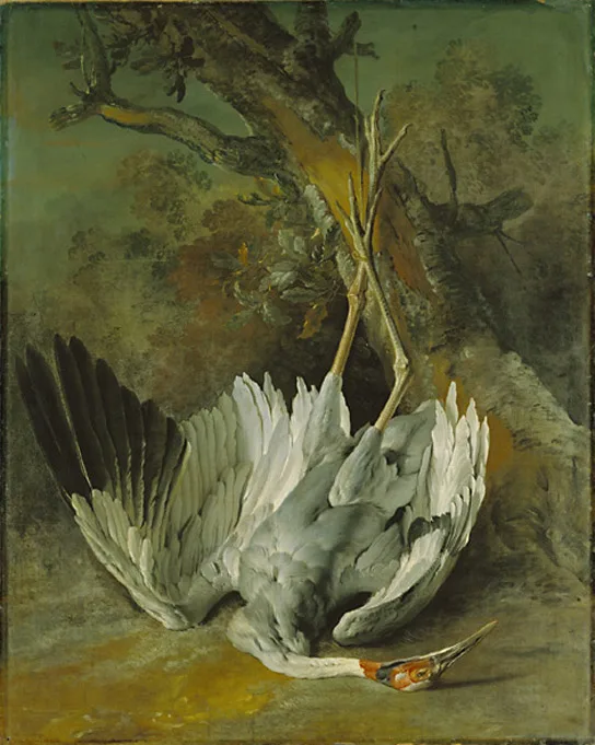 

Oil Painting Reproduction,handmade oil painting,Dead Crane by Jean-Baptiste Oudry,Animal oil painting,Museum quaity