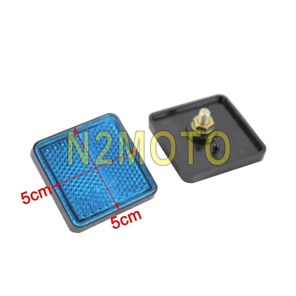 5cm Square Blue Red White 2pcs Warning Safety Reflector Bolt On Reflectors Plate for Honda Yamaha Suzuki Kawasaki