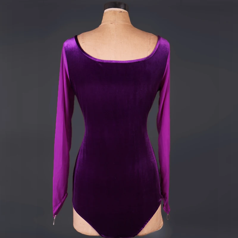 Veludo Dança Tops Bodysuit, Salão Vestidos De Competição, Valsa Tango Dança Padrão, Traje Flamenco, D0285