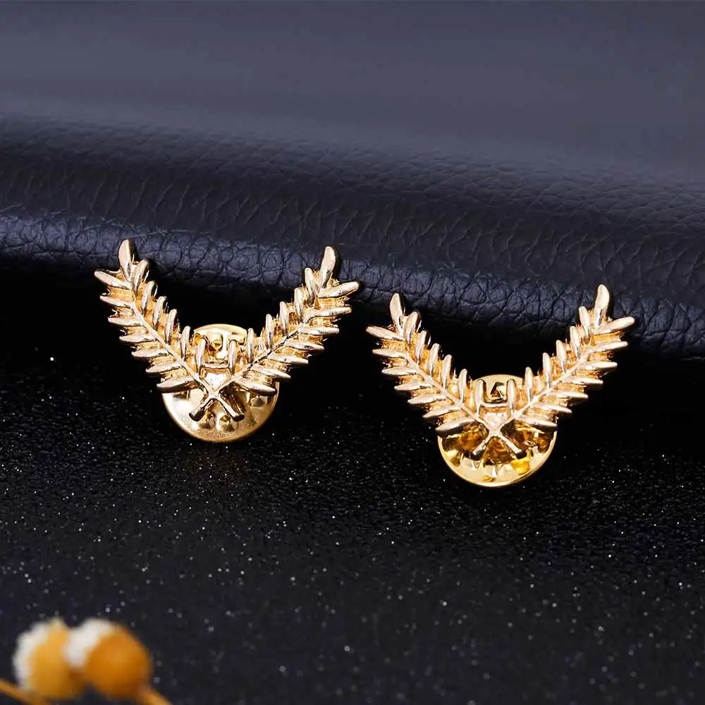 KISSWIFE Fashion suit shirt collar wheat ear brooch three-dimensional collar pin brooch couples jewelry men and women jewelry