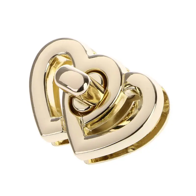 THINKTHENDO New Metal Heart Clasp Buckles Turn Lock Twist Locks For Handbag Bag Purse Craft Gold DIY Bag Accessories 2020