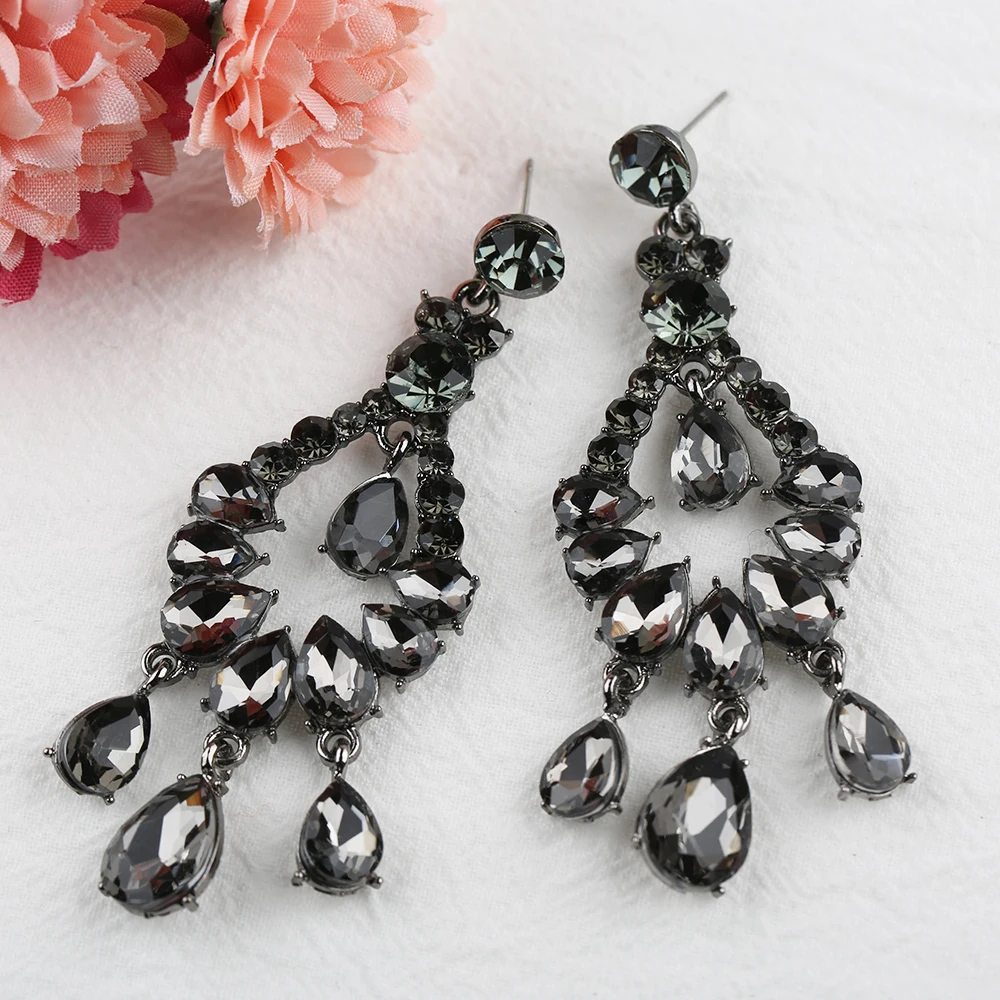 VEYO Brand Big Crystal Drop Earrings for Women Statement Jewelry For Wedding Trendy Long Pendant Luxury Dangle Earrings