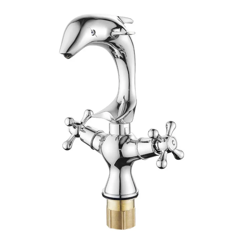 

Cute dolphin waterfall faucet,Brass basin faucet hot and cold creative arts,Double handle basin faucet,J14236