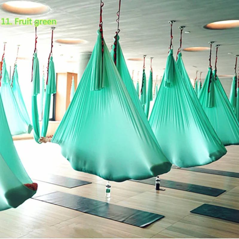 Top Quality High Strength Aerial Yoga Hammock 4Mx2.8M Full Set 20 Colors Air Hammock-40 Denier Nylon W/daisy chain carabiners