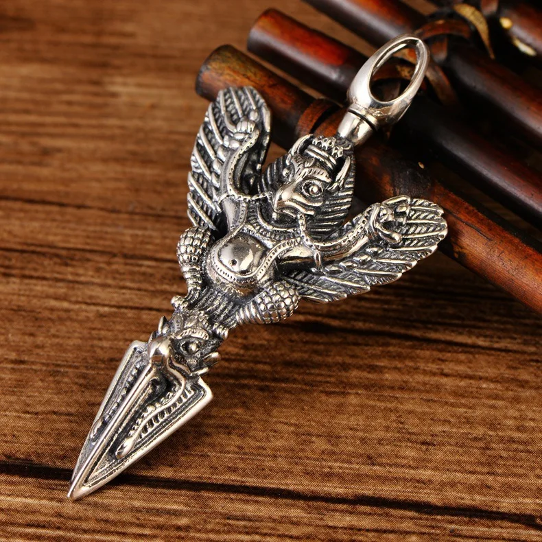 925 small black silver jewelry wholesale Dapeng gold winged bird pendant male retro personality tide simple pendant free shippin