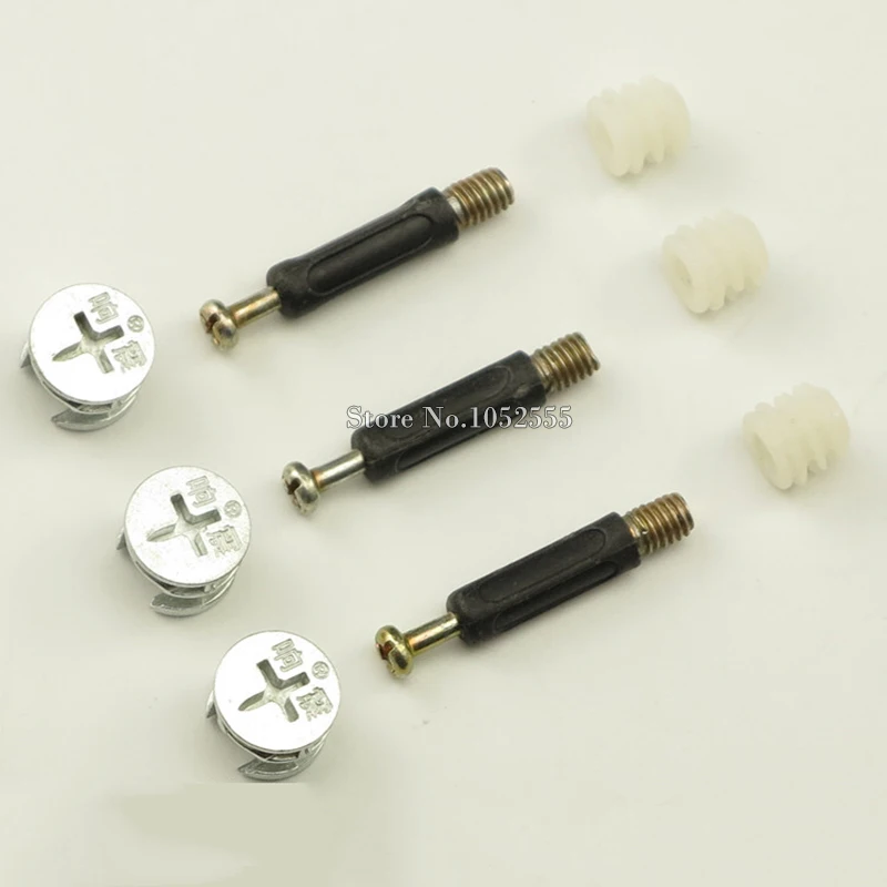 

100Set 3 in 1 Furniture Connecting Fittings Furniture Connector Cam Fitting Eccentric Wheel with Dowel and Pre-inserted Nut K206