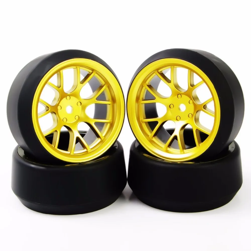 DHG+PP0370 4Pcs/Set 1/10 Scale  Drift Tires and Wheel Rim with 12mm Hex fit On-Road Car Model Accessory