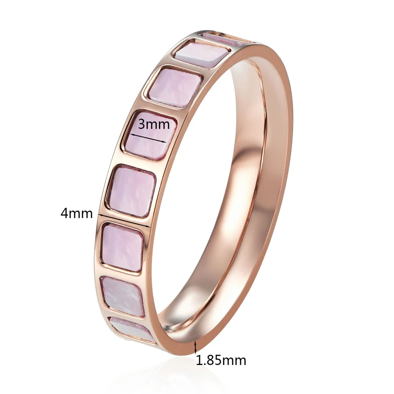 High Grade Product Beautiful And Charming Colored Shell Ring For Woman Titanium Steel Rose Gold Color Woman Gift Love Ring