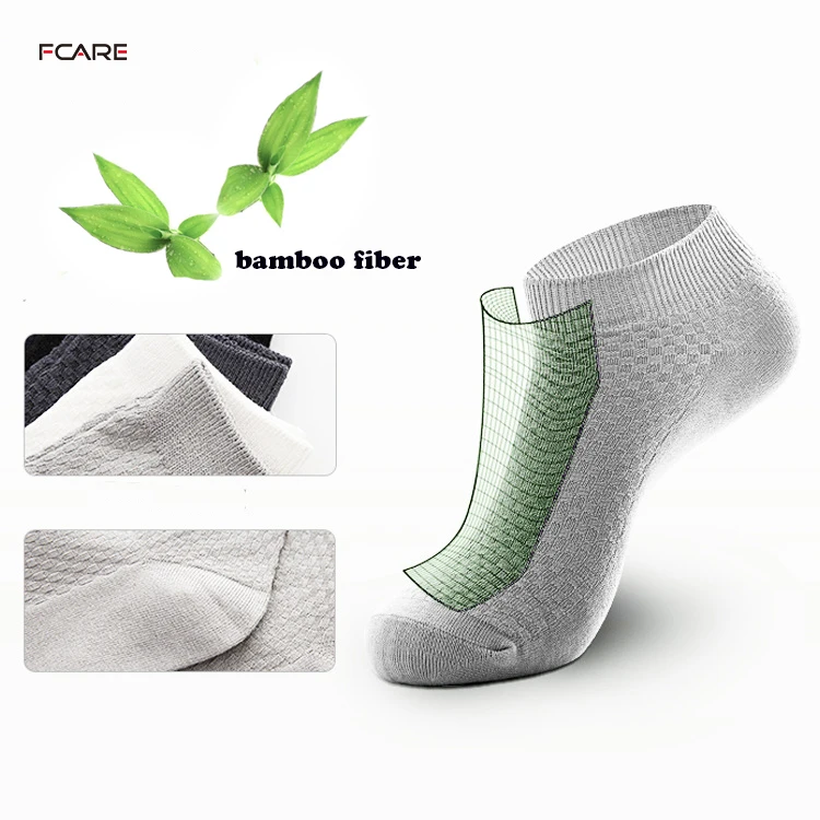 Fcare 20PCS=10 Pairs Bamboo fiber Spring  Summer men's short massage shallow mouth invisible boat socks