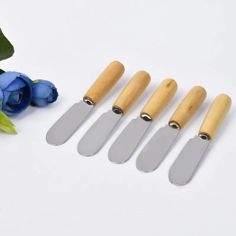 Stainless Steel Cutlery Butter Spatula Wood Butter Knife Cheese Dessert Jam Spreader Breakfast Tool F20173884