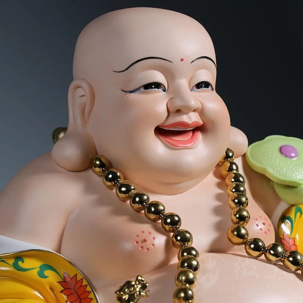 Dehua ceramics 14 inch Maitreya Buddha statues large felicitous wish of making money hand painted the living room decoration