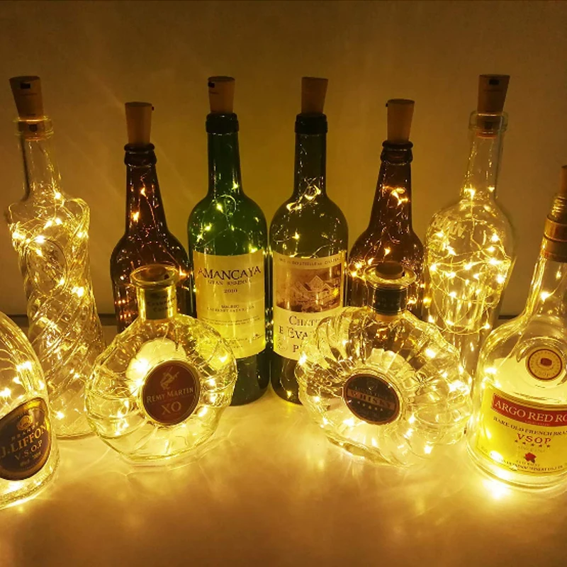 Led string garrafa de vinho luzes cortiça alimentado por bateria guirlanda diy natal luzes da corda para festa de casamento dia das bruxas decoracion