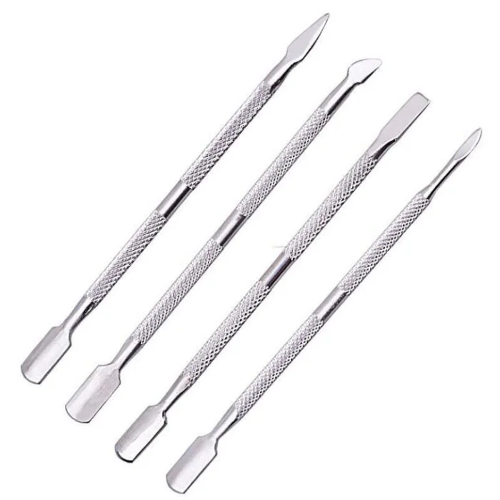 

4pcs steel nail cuticle remover 2 way spoon pusher sticks nail art cuticle clean remover manicure tools