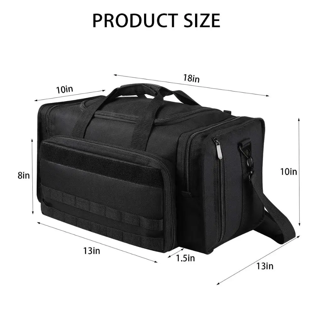 Tactical Gun Range Bag Shooting Duffle Bags for Handguns Pistols with Lockable Zipper and Heavy Duty Antiskid Feet(Camouflage)