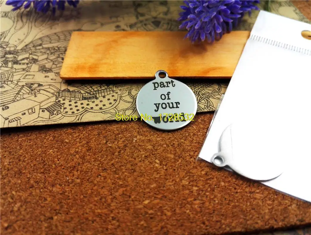 

20pcs--20mm stainless steel circle round "part of your world" Charms one side DIY Charms Pendants