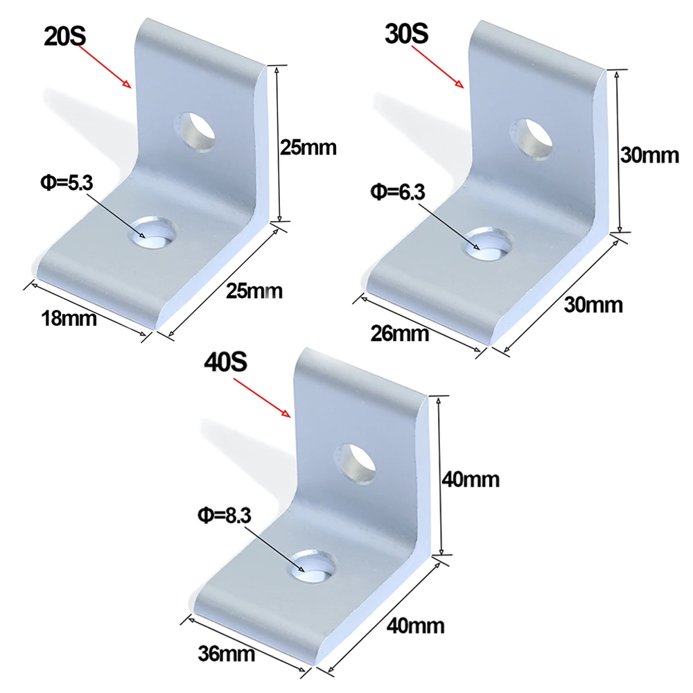 2020 3030 4040 4545 aluminium Extrusion Profil Aluminium Legierung 2 Loch 90 degreee Innen Ecke Halterung Pack of 10