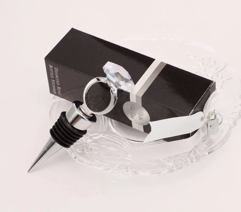 fast shipping 200pcs/lot Crystal Diamond Ring Wine Bottle Stopper