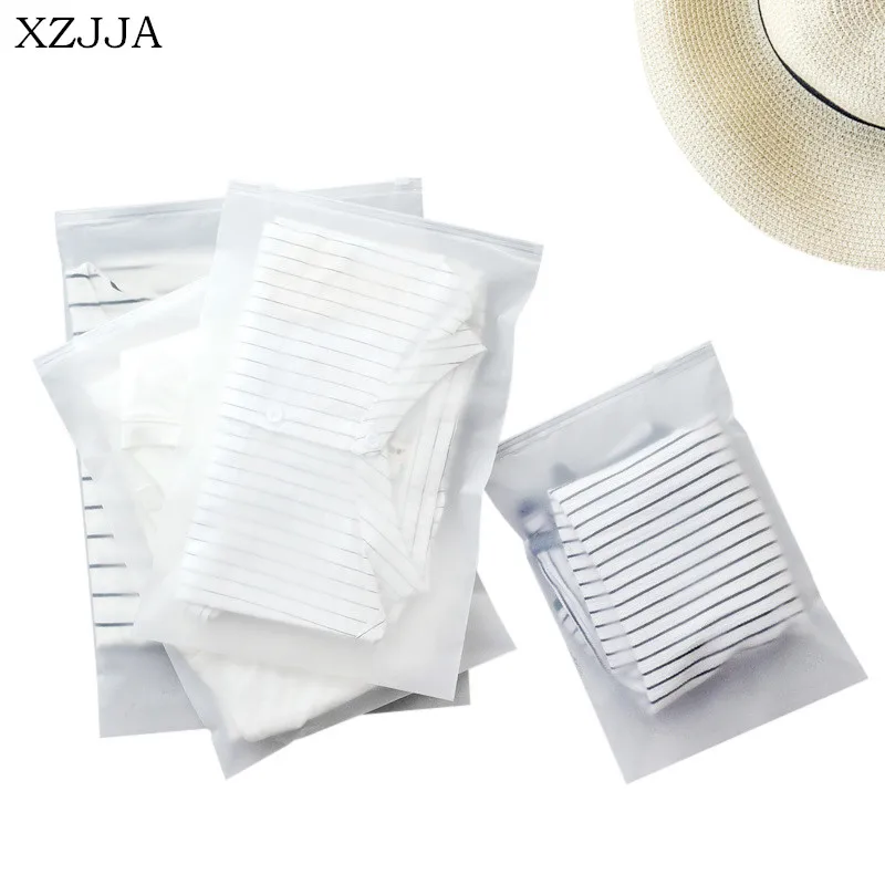 XZJJA 5Pcs Luggage Organizer Storage Bags Transparent Zip Lock Plastic Bags Travel Clothes Shoes Cosmetics Ziplock Bag Set Pouch