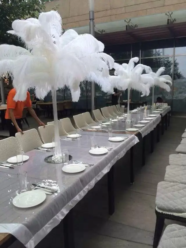 

Wholesale 100 pcs per lot Black White Ostrich Feather Plume for Wedding center pieces party table decorations supplies free ship