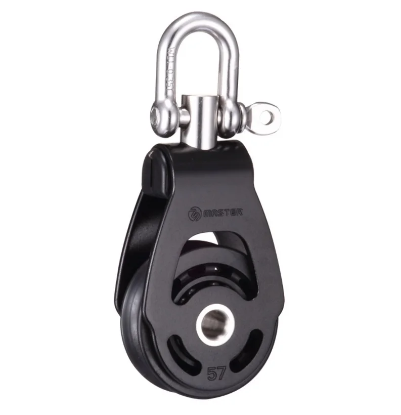 

Marine Boat Yacht Sailboat Dinghy 57mm 2 1/4 Inch Aluminum Single Swivel Shackle Block Small Boat Block Master ALC-5701F