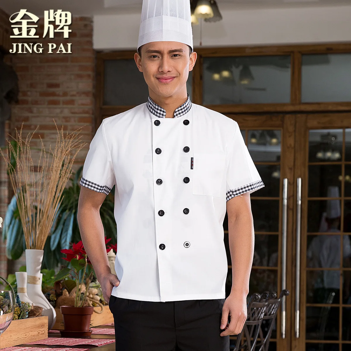 New Arrival Hotel Service Clothes Summer Chef Wear Short Sleeved Chef Uniforms Work Jacket Adult Kitchen Wear Plus Size B-6033