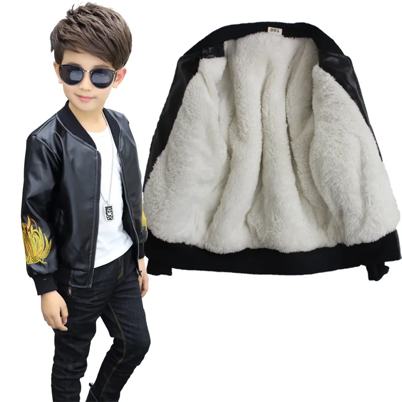 

Boys Coats Leather New Children's Clothing Baby Jacket Big Boys Blue Black PU Leather Kids Coats