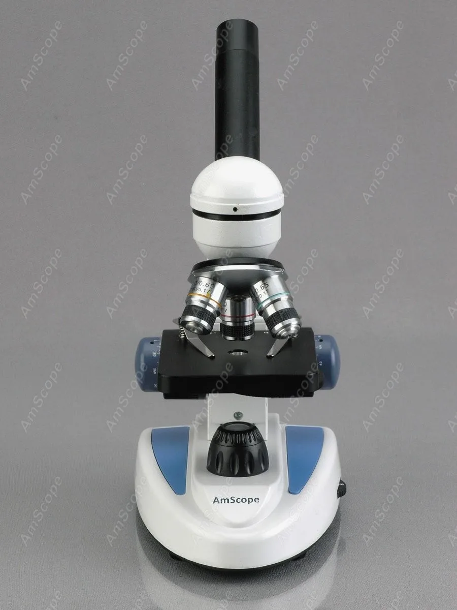 AmScope-مجهر مركب لاسلكي ، إطار معدني LED من النوع C و F ، مزود بأضواء علوية وسفلية ، 40X-1000X
