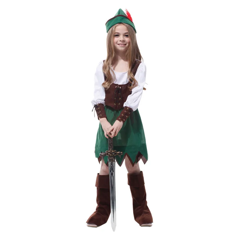 Kinder Robin Hood Peter Pan Piraten Kostüm Neujahr Weihnachten Karneval Ostern Halloween Kinder Mädchen Kostüm Cosplay Kleidung