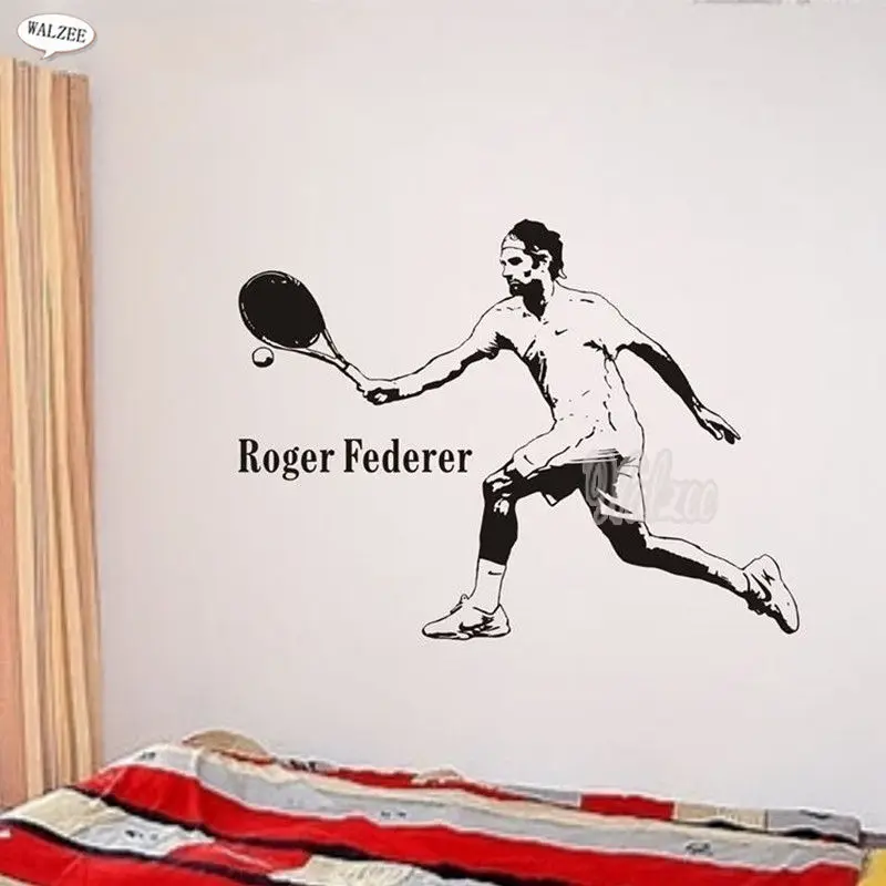 Boy Sticker Roger Federer Vinyl Wall Sticker 3D Tennis Player Poster DIY Decal Decor
