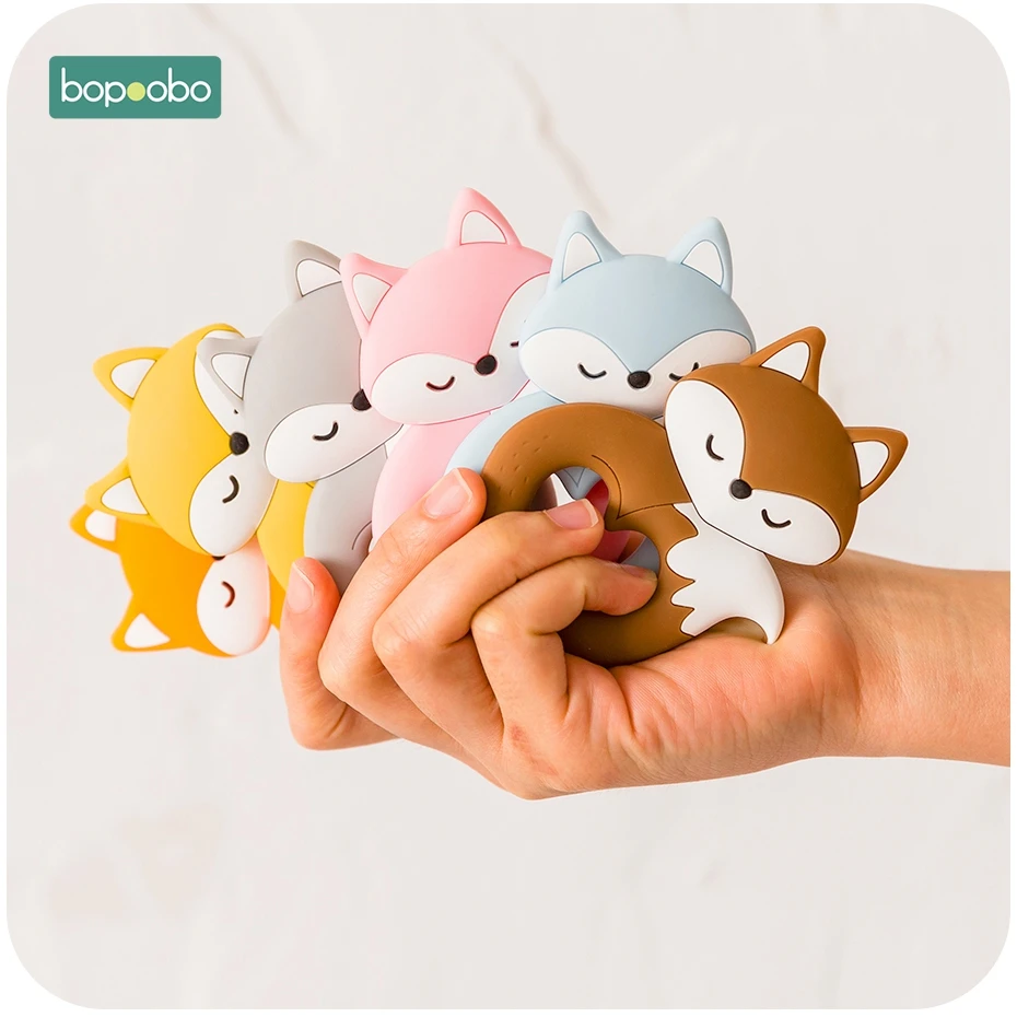 Bopoobo 5pc Silicone Fox Pendant For Pacifier Baby Toys Food Grade Silicone Tiny Rod Baby Teethers For Teeth Toys For Kid Gifts