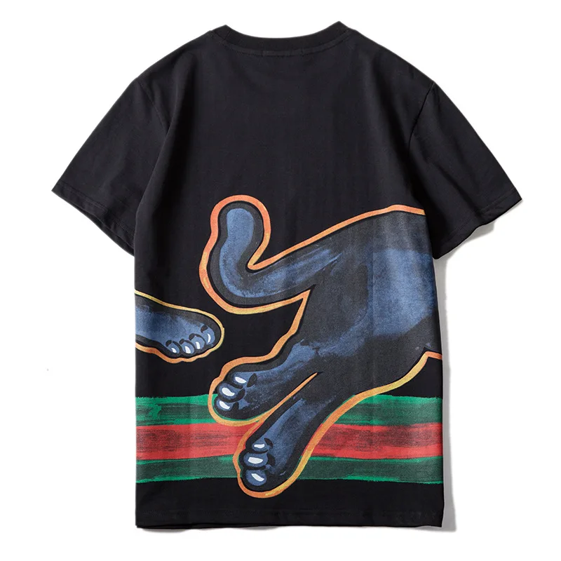 New 2019 Men Novelty Black panther Striped T Shirts T-Shirt Hip Hop Skateboard Street Cotton T-Shirts Tee Top Kenye #018