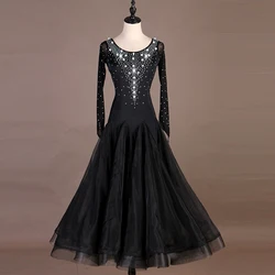 Ballroom dance competition dress standard dresses modern dance costume ballroom waltz dress blue black mq204