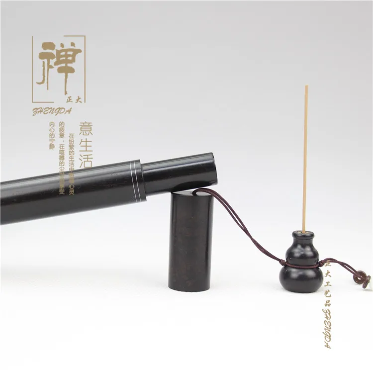 Zhengda with long black ebony Silver Filigree inlay pull mouth incense tube tube high-grade incense incense wood with gifts