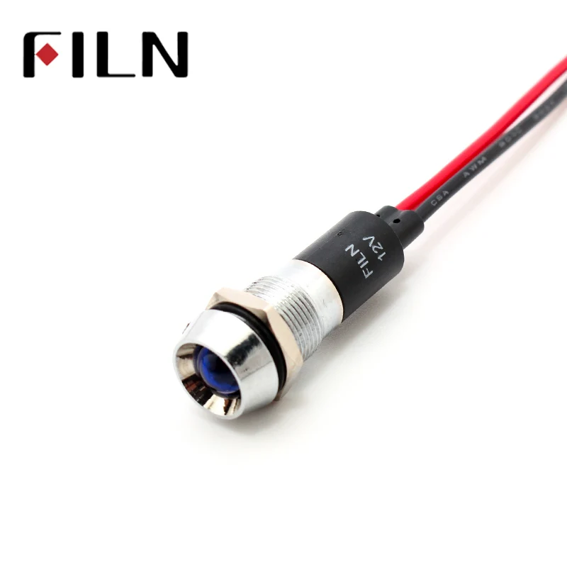 FILN  FL1M-12CW-1 12mm metal red green yellow blue white led 220v indicator light with 20cm cable