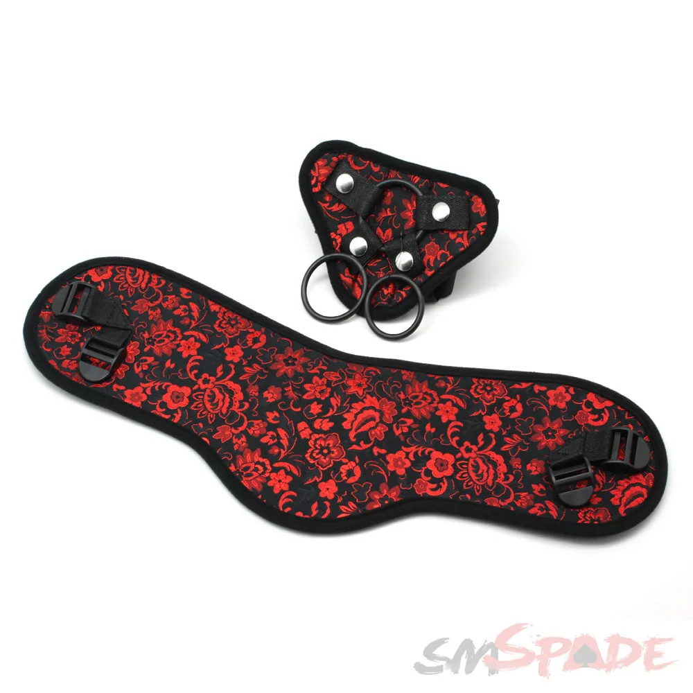 SMSPADE Plus Size, Beginner\'s Red and Black Strap On Dildo Harness Adjustable,For Lesbian Gay Adult Game Harness Sex Product