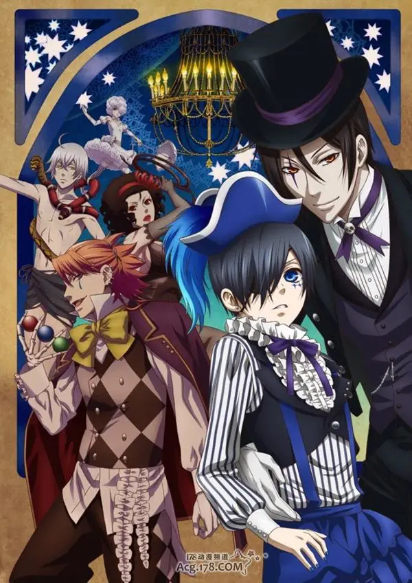 บัตเลอร์สีดำ Kuroshitsuji Ciel Phantomhive Circus คอสเพลย์เครื่องแต่งกาย Blue Uniform เครื่องแต่งกายฮาโลวีนอะนิเมะเครื่องแต่งกายสำหรับผู้หญิง/ผู้ชาย