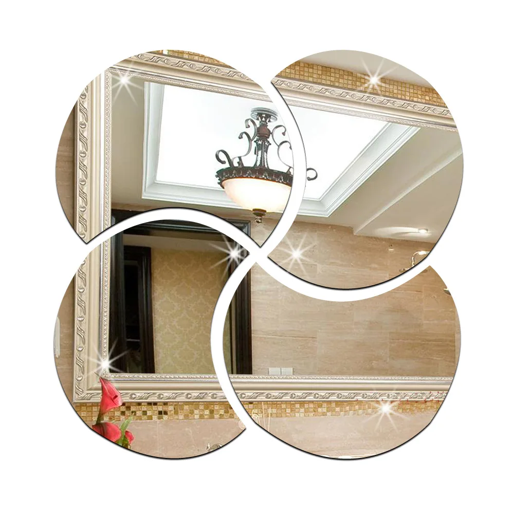 3D stereoscopic removable PS paste three - dimensional circular mirror puzzle wall decor home decoration 3d mirror wall stickers